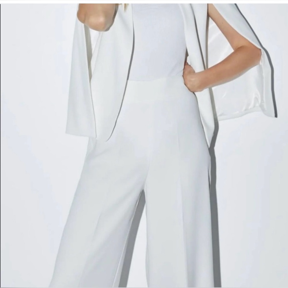 Zara High Waist White Trouser Culottes